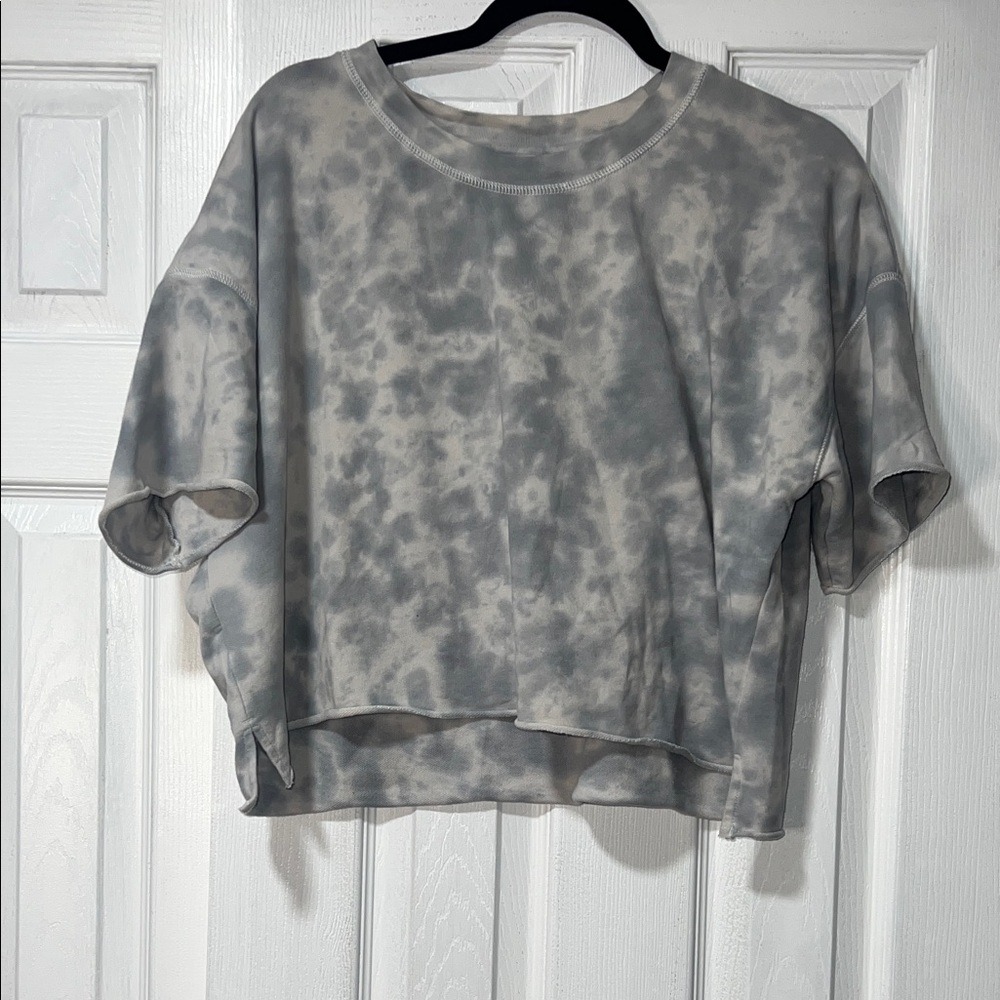 Aerie Gray Tie-Dye Crop Top